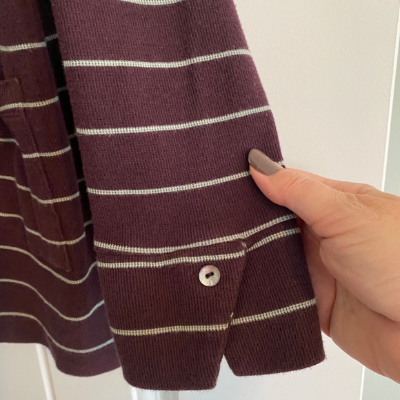 J.Jill V-Neck Long Sleeve Striped Top w/ Front Pockets Size Large PTP 22" - Picture 5 of 7